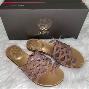 VINCECAMUTO.COM ROSE SMOKE SANDALS/ SIZE: 5.5